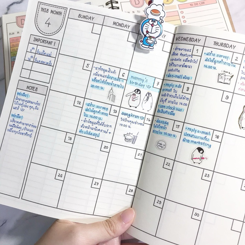 🖤มี 5 ส่วนใน 1 เล่ม | หนาขึ้น🖤 PLANNERขาวดำ (ไม่ลงวันที่) - สมุดสันแม็กA5