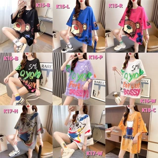 ⭐️โครตฮิต⭐️ เสื้อพิมพ์ลายการ์ตูน ผ้ากีฬา Oversize อก 42 ยาว 29 พิมพ์ทั้งตัว ผ้าไมโครหรือผ้ากีฬา
