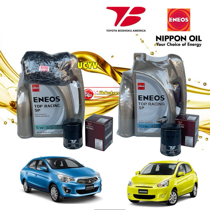น้ำมันเครื่อง Eneos Top Racing Sp + กรอง Boshoku OS-009 Mitsubishi Xpander Mirage Attrage Lancer ทุกรุ่น