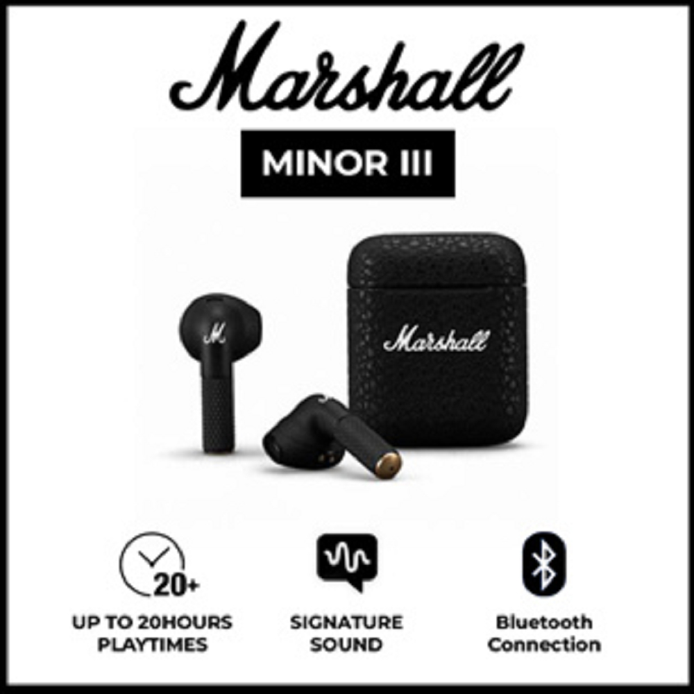 [1 YEARS WARRANTY]MARSHALL Minor III with 24 hours wireless playtime wireless earbuds