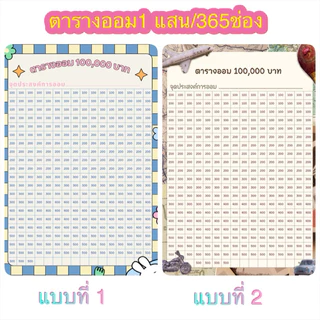 สติ๊กเกอร์ตารางออมเงินขนาดA5 ออม1หมื่นถึง1แสนบาท มีให้เลือกหลากหลาย