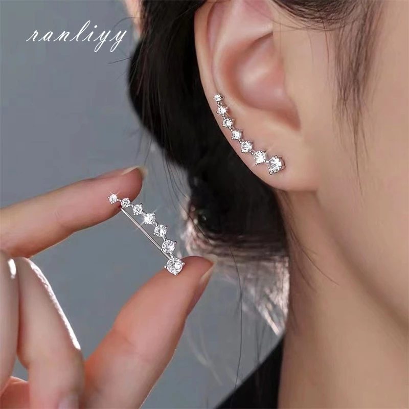 ต่างหูเงิน S925 Seven Star ประดับเพทาย สไตล์เกาหลี