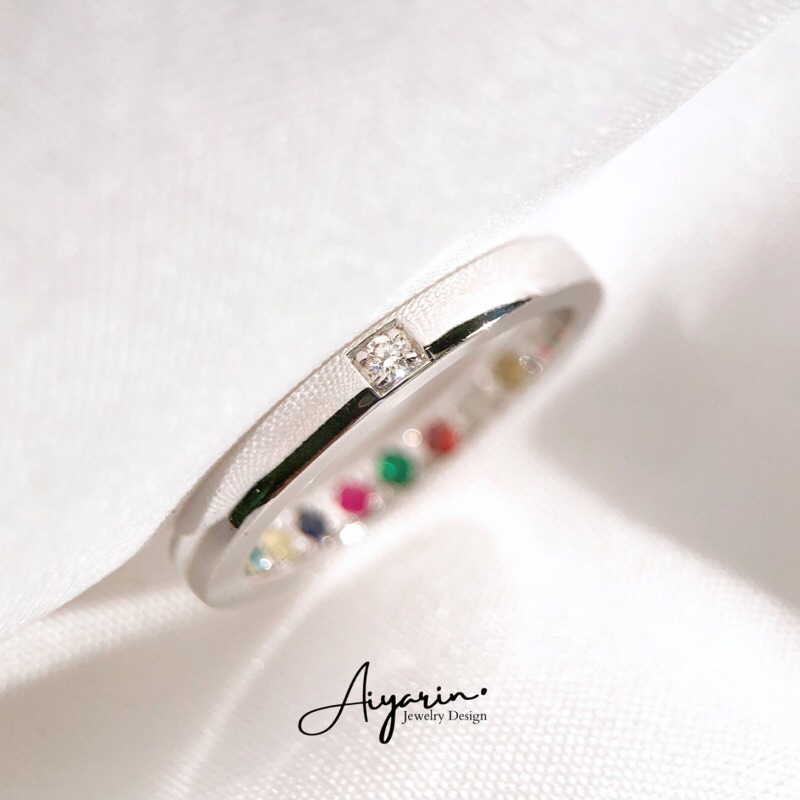 AYRD | Nopparat Minimal Styles Ring เเหวนพลอยนพเก้าเเท้ เพชรเเท้ 3ตัง น้ำ99 สไตล์มินิมอล