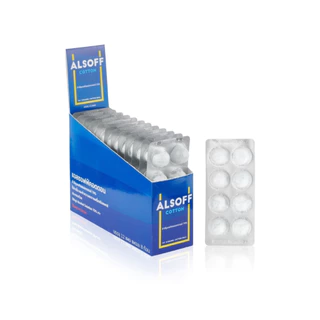 Alsoff สำลีชุบแอลกอฮอล์ เสือดาว 1 กล่อง [12 แผง x 8 ก้อน] Alcohol Cotton Ball