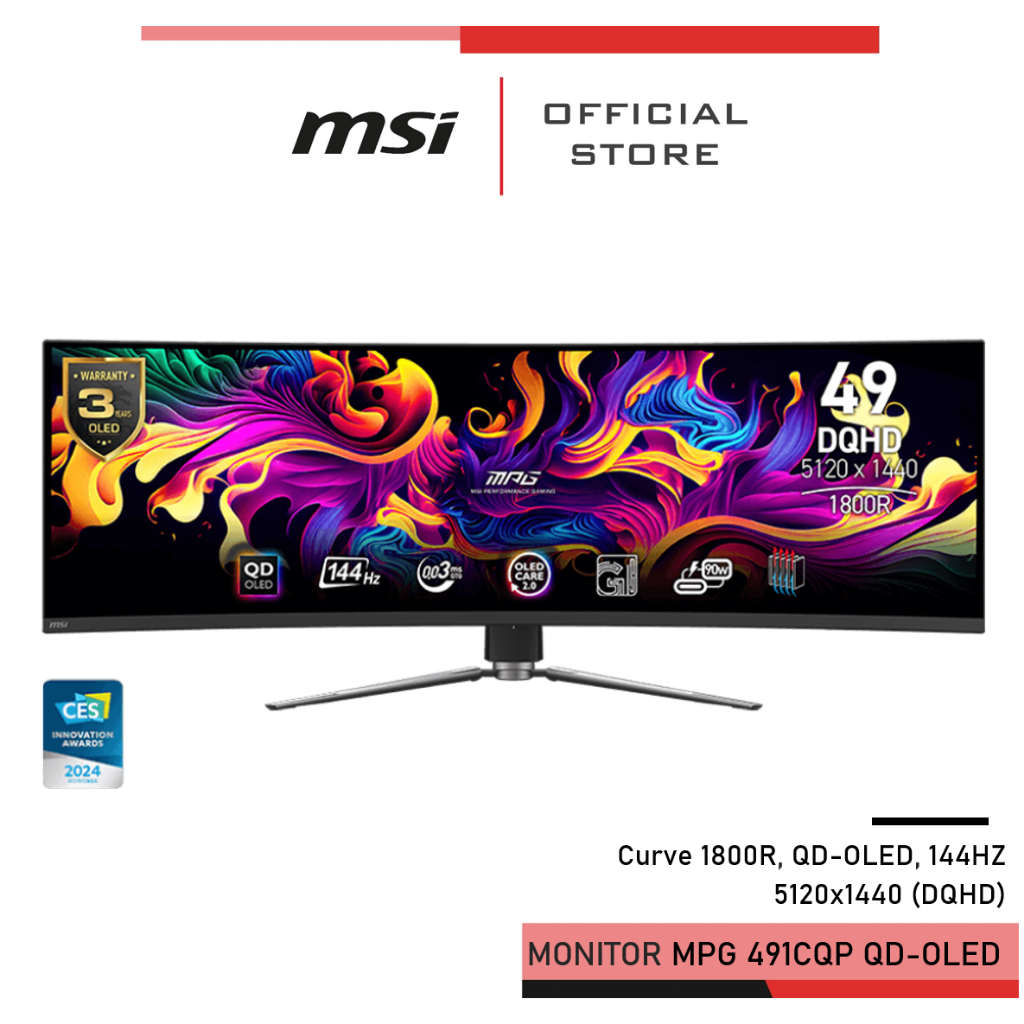 [Pre-Order] MSI MPG 491CQP QD-OLED 49" (124.46 cm) Monitor จอคอมพิวเตอร์