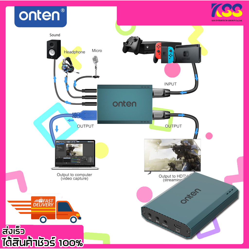 การ์ดแคปเจอร์ อุปกรณ์แปลงสัญญาณภาพ ONTEN OTN-332 USB 3.0 VIDEO 4K CAPTURE CARD AUDIO เปิดบิล Vat ได้