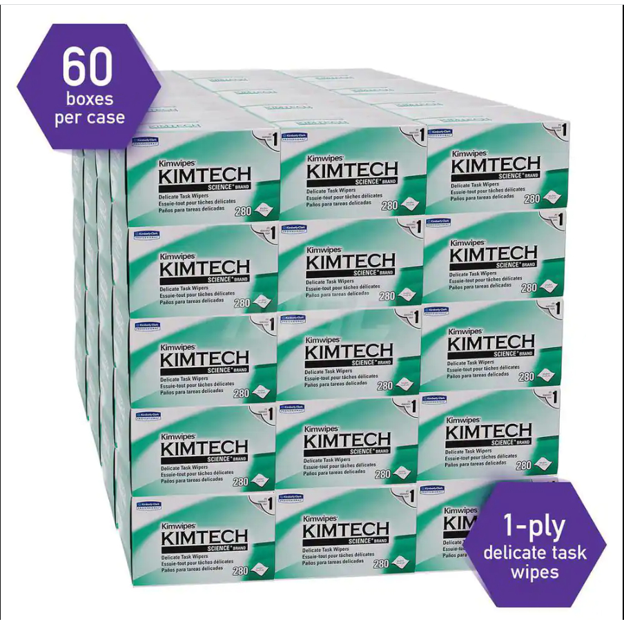 กระดาษเช็ดเลนส์ KIMTECH SCIENCE KIMWIPES - 60 กล่อง, ฟรี 20 น้ำยาเช็ดเลนส์แว่น (20 mL)