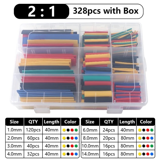 AL ท่อหด 328 ชิ้น คละสี 5สี อัตราหด 2:1 เลือกแบบถุง หรือ กล่อง ท่อหดแบบใช้ความร้อน ท่อหดหุ้มสายไฟ ฉนวนหุ้มสายไฟ ราคา ถูกที่สุด ดีลบีเคเค แกลเลอรีภาพที่ 5
