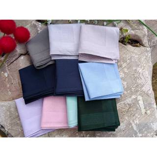 ผ้าเช็ดหน้าสีพื้น เนื้อ cotton 100% ผ้าเช็ดหน้าผู้ชาย