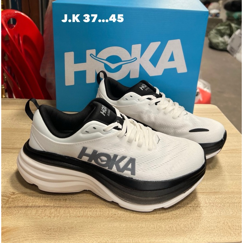 สินค้าพร้อมส่ง รองเท้าผ้าใบ(37-45)HOKA BONDI 8 รองเท้าผ้าใบรุ่นสินค้าถ่ายรูปจากสินค้าจริงค่ะมีของพร้อมส่งรองเท้ากีฬา