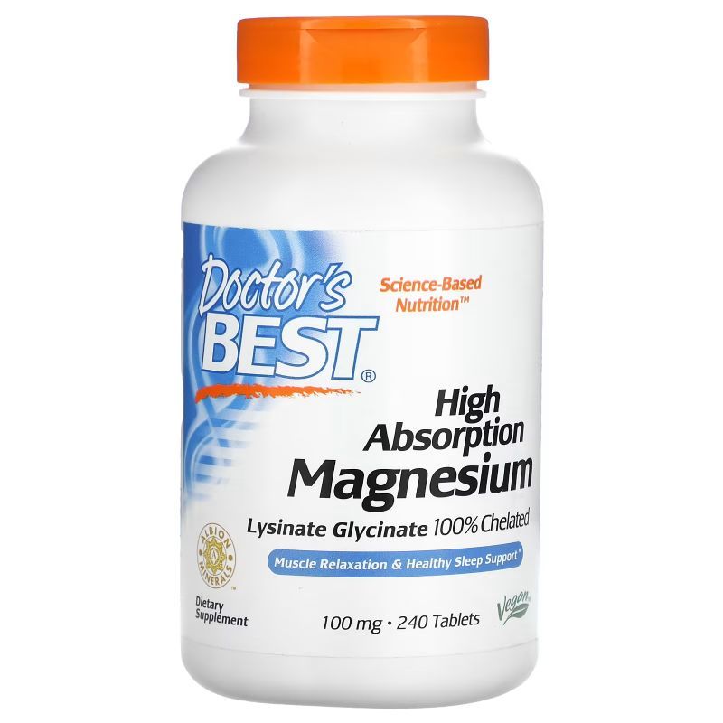 แมกนีเซียม Doctor's Best, High Absorption Magnesium, 100 mg, 240 Tablets