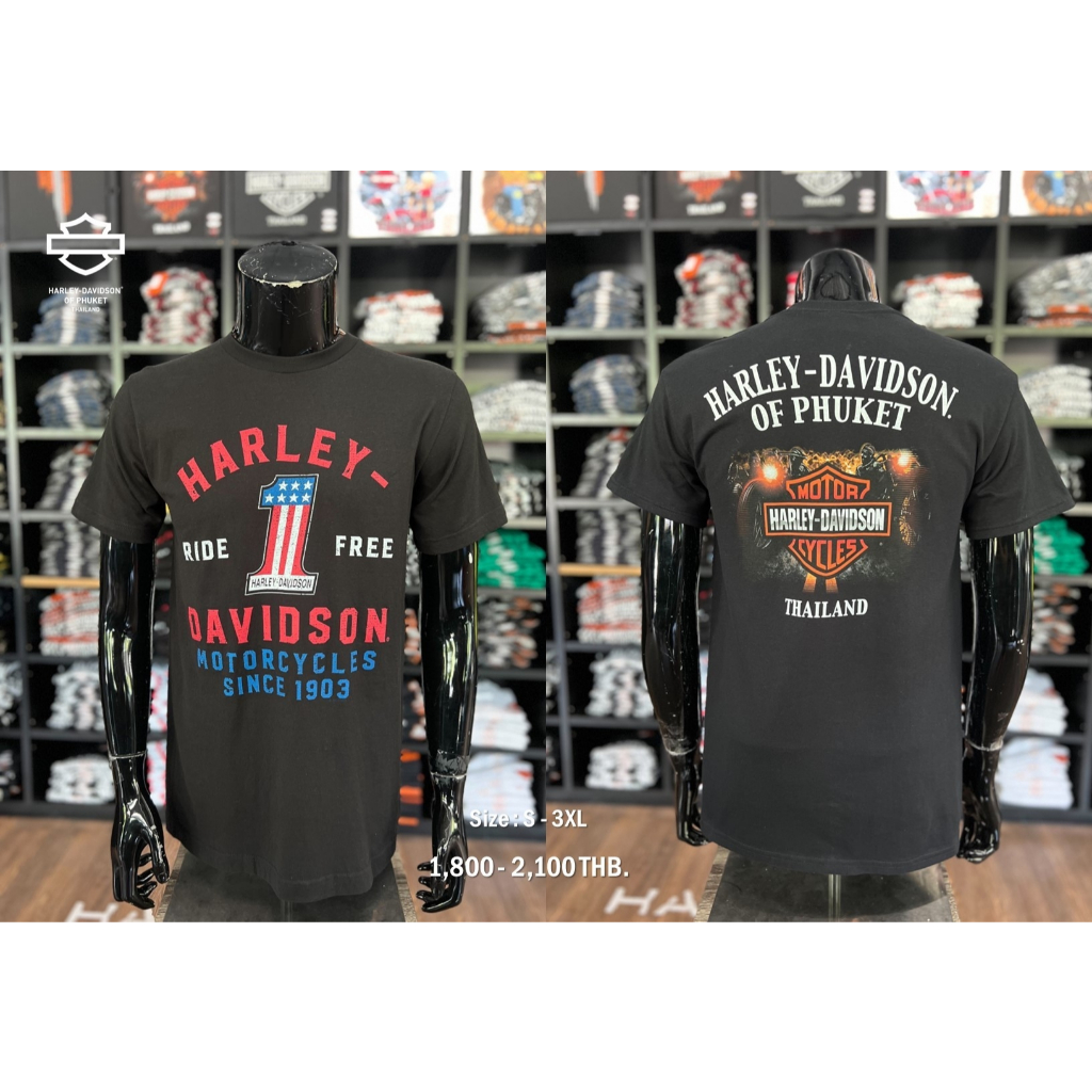 Harley-Davidson ® เสื้อยืดแขนสั้นลิขสิทธิ์แท้