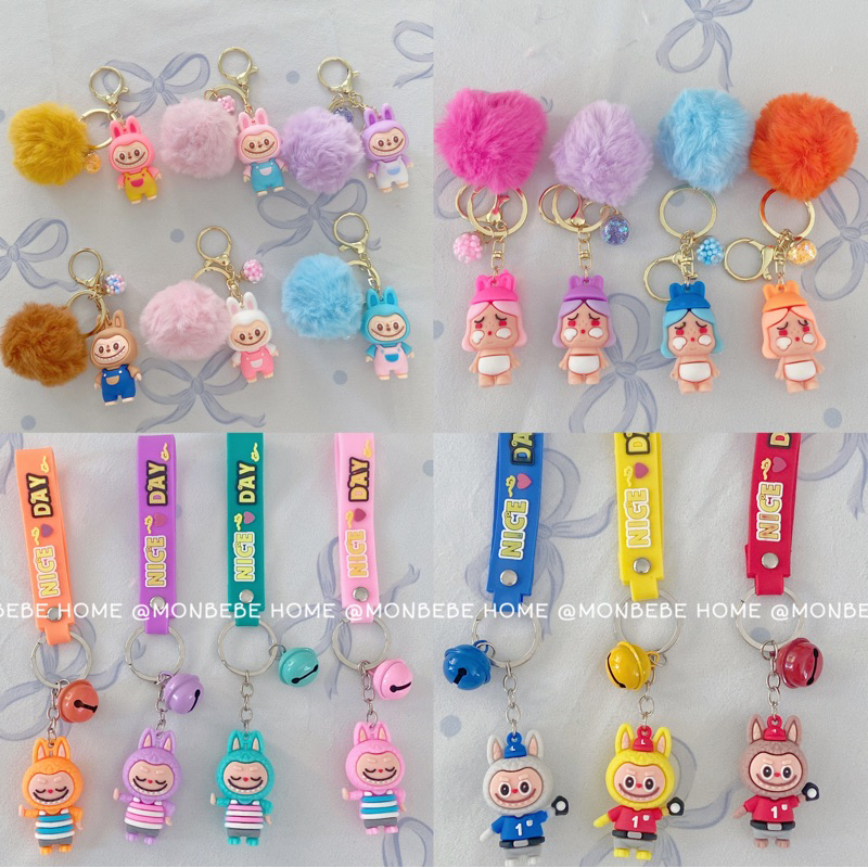 พร้อมส่งในไทย พวงกุญแจ ตุ๊กตาการ์ตูน Labubu PVC ป้องกันการสูญหาย