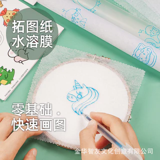 🧸กระดาษลอกลาย แบบละลายน้ำได้ (ชุดละ 5 แผ่น+ไส้ปากกา 1 ด้าม) สำหรับวาดลายก่อนปักผ้า🧵
