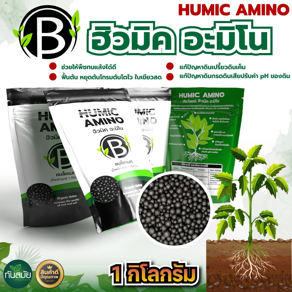 ฮิวมิค อะมิโน แบล็คเพิร์ล 25กิโลกรัม กระตุ้นการแตกราก แตกใบใหม่ สร้างรากหาอาหาร ปรับปรุงโครงสร้างดิน