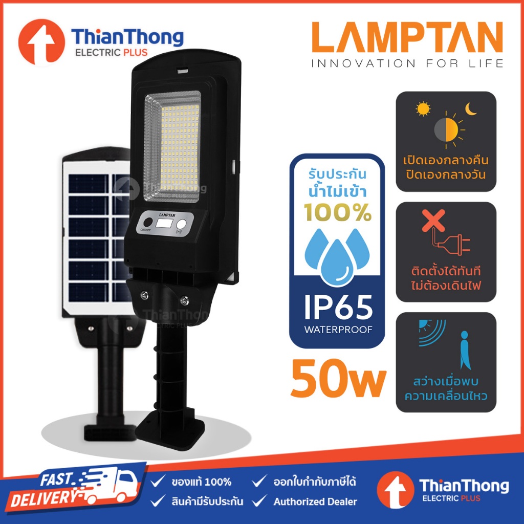 Lamptan โคมไฟถนน โซล่าเซลล์ LED Solar Streetlight ขนาดเล็ก รุ่น Mini 50W แสงขาว - มินิ