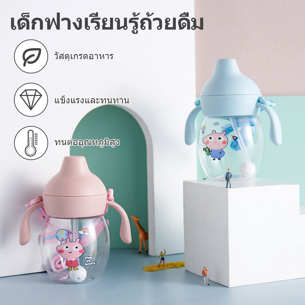 สินค้าพร้อมส่ง แก้วหัดดูด BPA free แก้วหัดดื่มกันสำลัก แก้วน้ำเด็ก ปากเป็ดกันสำลัก ขนาด