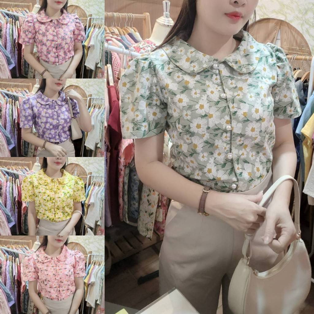 เสื้อผ้าฝ้าย คอบัว ดอกเดซี่