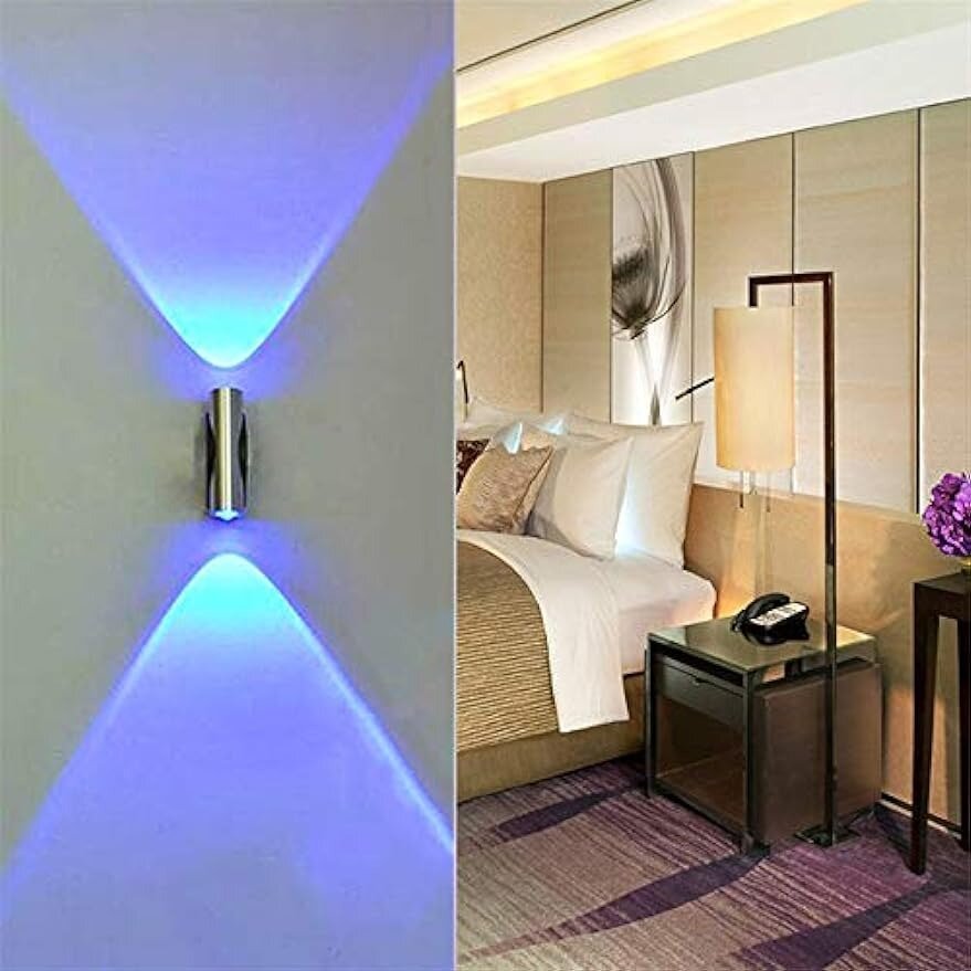 โคมไฟติดผนัง LED สองหัวผนังภายนอกในร่มบาร์ KTV ตกแต่งผนังอลูมิเนียมสีฟ้า