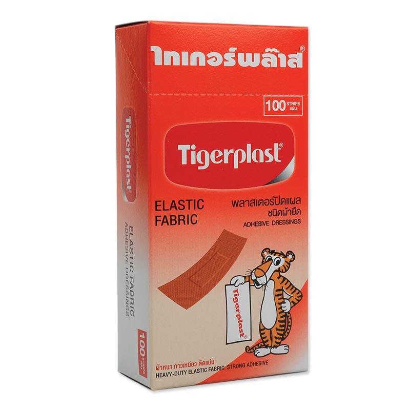 TIGERPLAST พลาสเตอร์ผ้า สีเนื้อ ติดแผล (1 กล่อง = บรรจุ 100 ชิ้น)/แพ็คละ3กล่อง