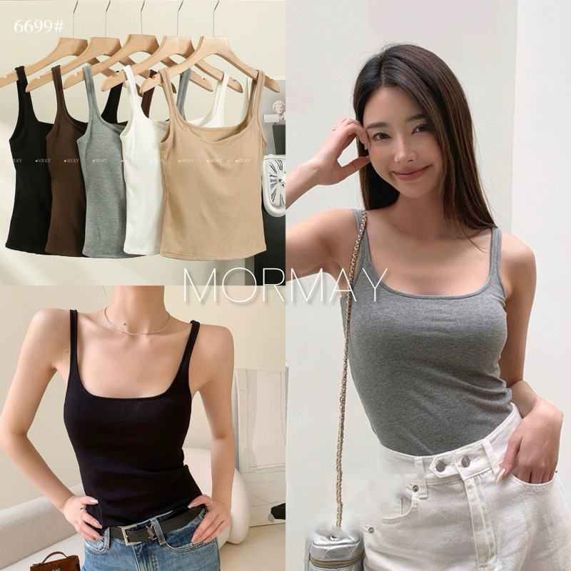 เสื้อสายเดี่ยว เเฟชั่น ฟองน้ำในตัว ทรงสวยใส่สบาย พร้อมส่ง!