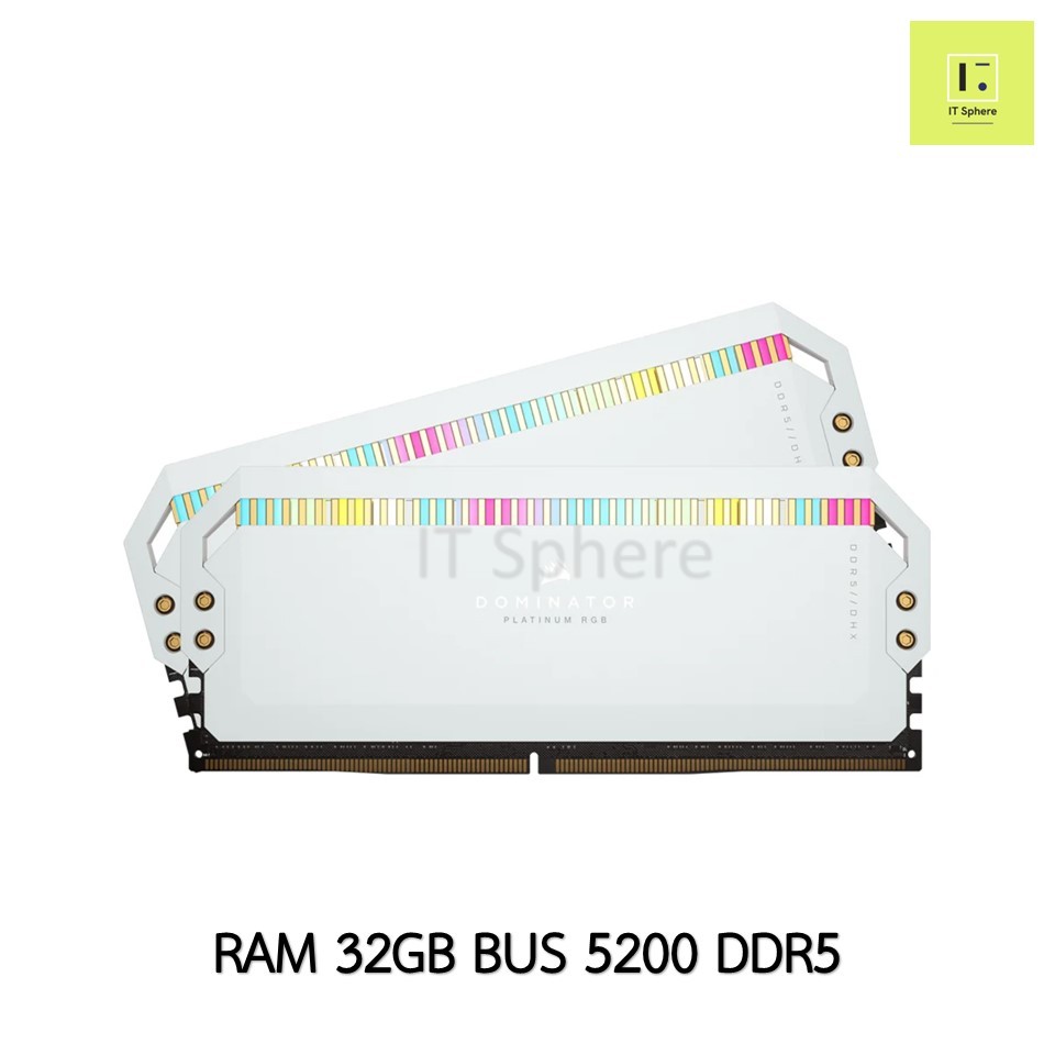 CORSAIR Dominator 32GB Bus 5600 DDR5 White สีขาว RAM แรม PLATINUM RGB 2x16GB  CMT32GX5M2B5200C40W 5200MHz C40