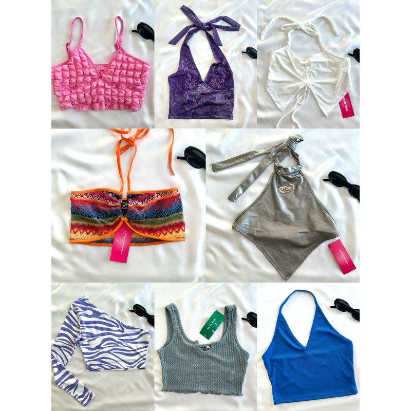 Shein พร้อมส่ง งานแท้ มือหนึ่ง สายฝอ สายแซ่บ เกาะอก สายเดี่ยว คล้องคอ ไปทะเล ไปคาเฟ่ สวย จอ สระ จึ้ง รายละเอียดขนาดในภาพ