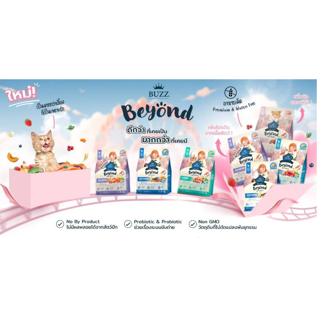 พร้อมส่ง!! BUZZ Holistic Beyond บัซซ์ อาหารแมว ชนิดเม็ดสำหรับแมวทุกช่วงวัย ลูกแมวและแมวโต ขนาด1KG