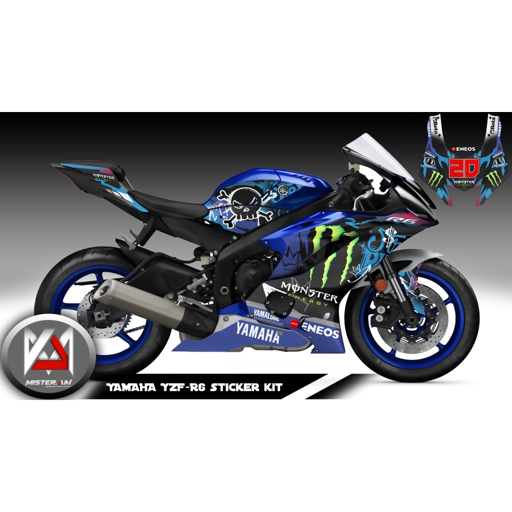 (Mr.AM) ชุดสติ๊กเกอร์ [เกรด Premium] Yamaha YZF-R6 (M. STREET ART RACING)