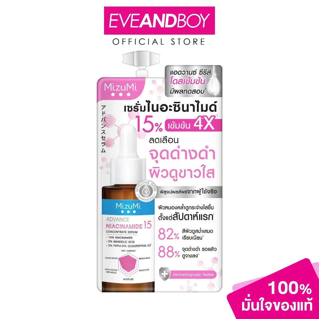 Mizumi - Advance Niacinamide 15 Concentrate Serum (6 g.) มิซึมิ แอดวานซ์ ไนอะซินาไมด์ ฟิฟทีน คอนเซนเทรท เซรั่ม - 6 กรัม