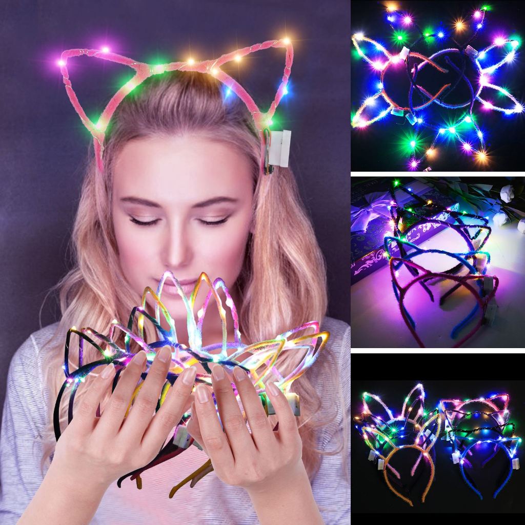 2/4/6 Pcs/Set Light Up Rabbit Ears LED Headband Bunny Ears Flashing Headbands Hair Hoop Halloween Ch