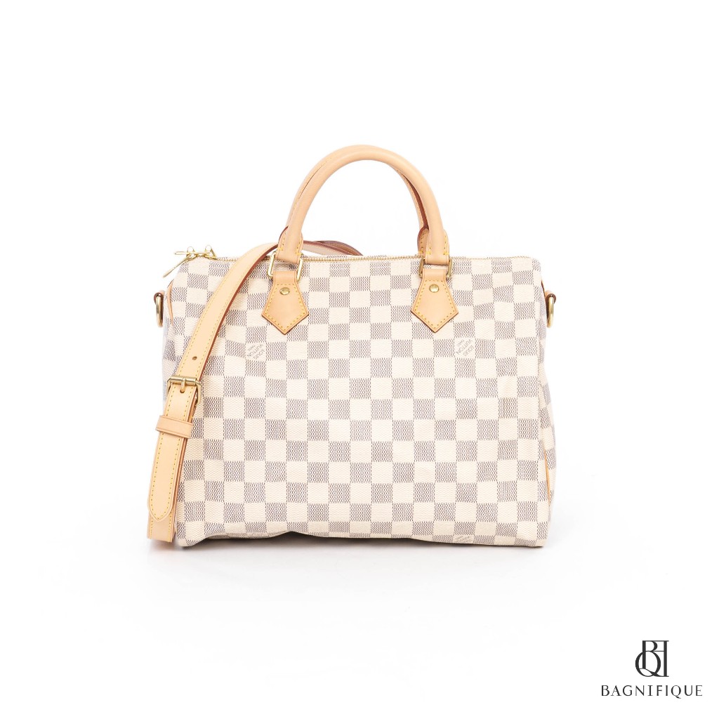 L V SPEEDY 30 AZUR DAMIER CANVAS GHW