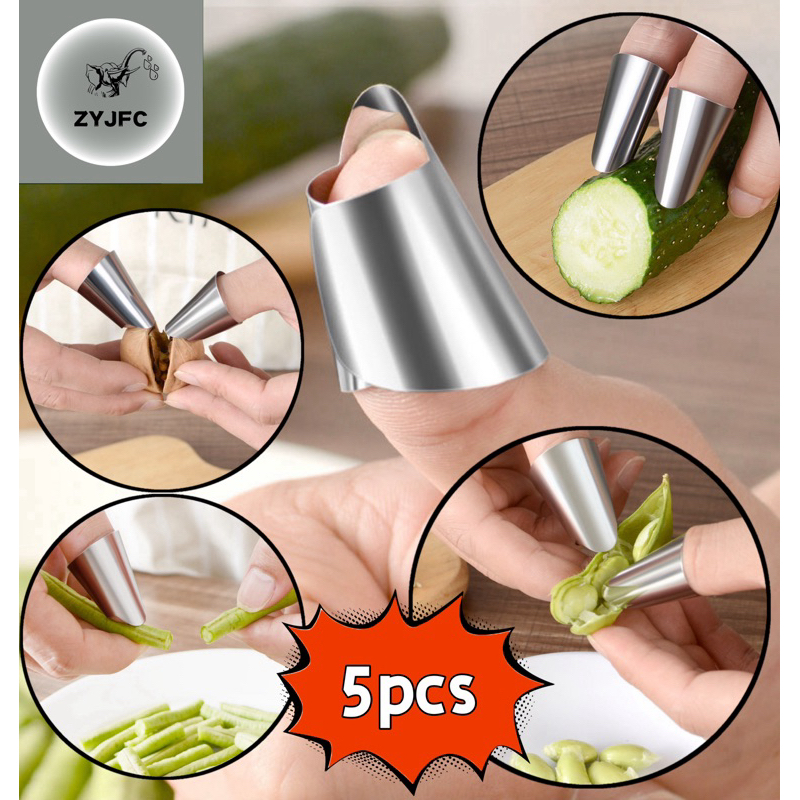 เครื่องตัดนิ้วสแตนเลสสำหรับห้องครัว/เครื่องกะเทาะถั่วลิสง/ถั่วผักปอกเปลือกฝาครอบป้องกันนิ้วปรับได้
