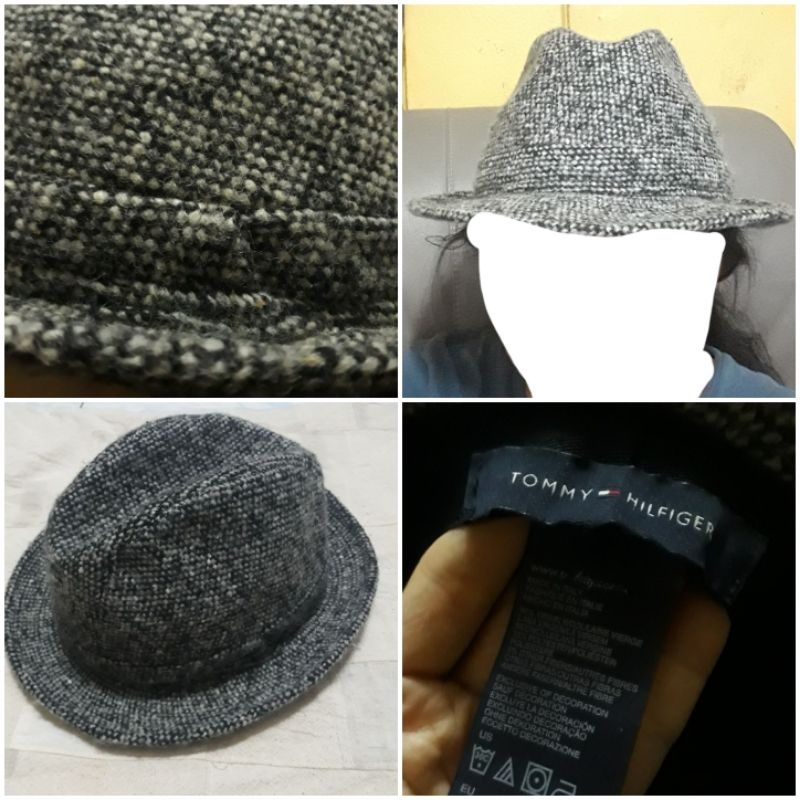 Tommy Hilfiger fedora hat หมวกสีขาวดำ