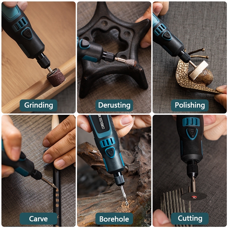 (108 ชิ้น) เครื่องเจียร์ mini เครื่องเจียร์ไร้สาย เครื่องเจียรไฟฟ้า ปรับความเร็วได้ 3.6V ชาร์จ USB สําหรับครัวเรือน - รูปที่ 5