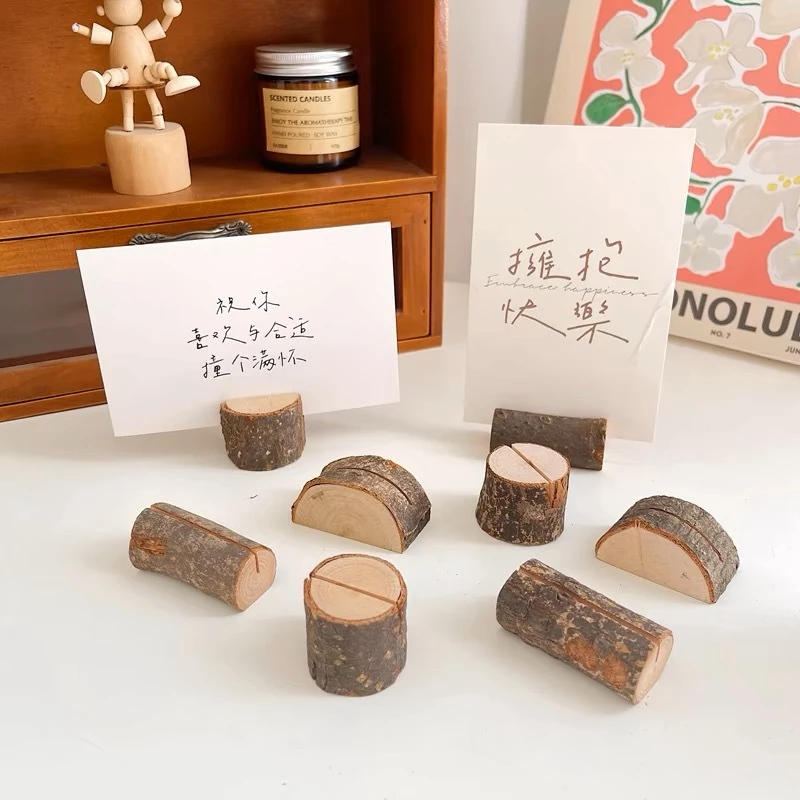 OurHome [พร้อมส่ง] ที่ใส่บันทึกข้อความไม้ Wooden message memo holder ตกแต่งโต๊ะ คลิปภาพ แฮนด์เมด ของตกแต่งบ้าน