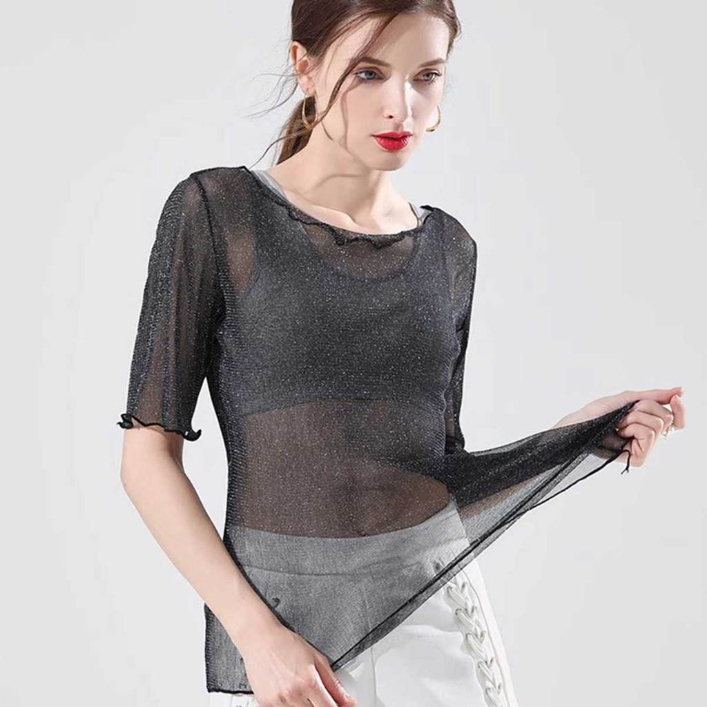 เสื้อยืดซีทรู เซ็กซี่ ผ้ายืด ไม่ร้อน ใส่สบาย สำหรับผู้หญิง