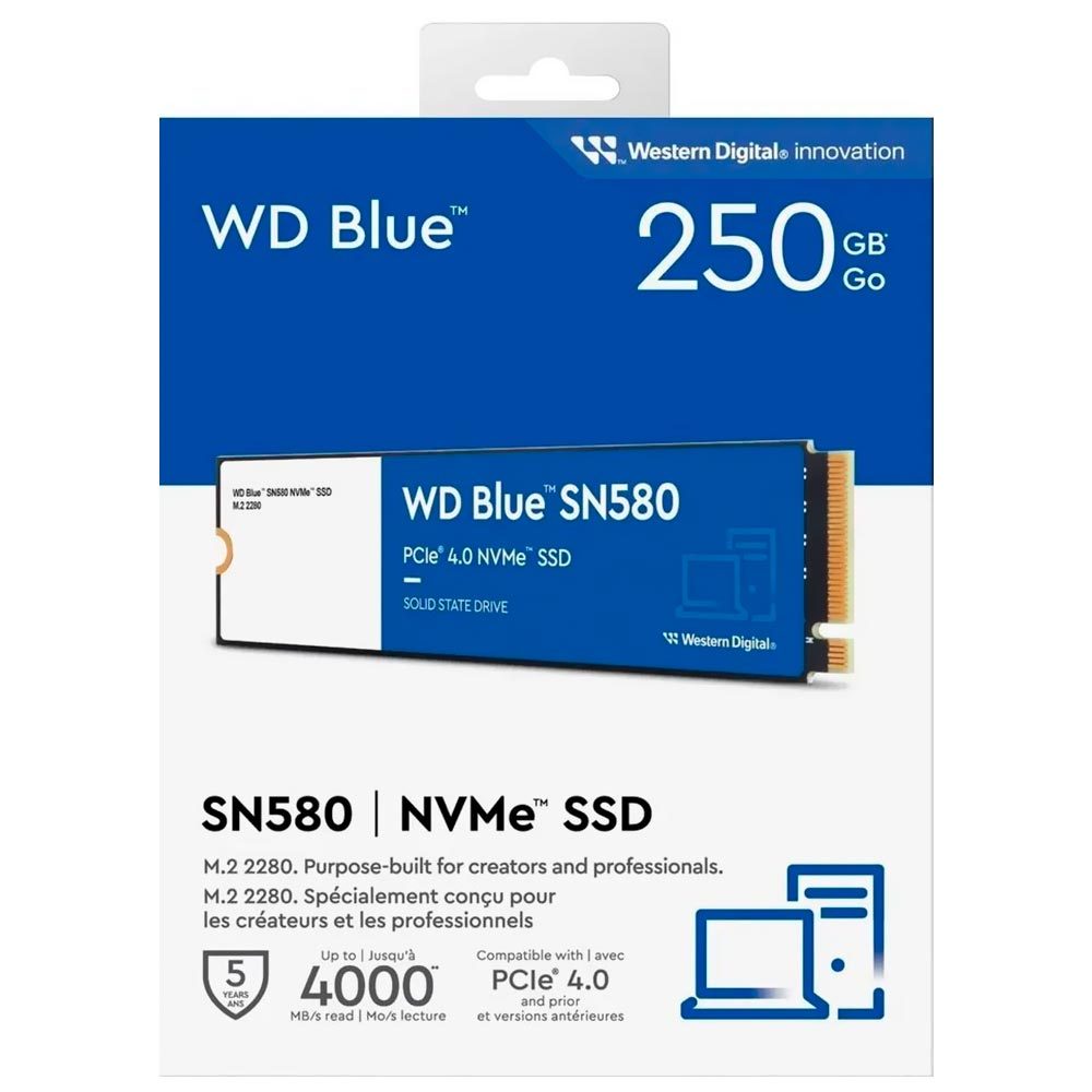 250GB SSD (เอสเอสดี) WD BLUE SN580 - PCIe 4x4/NVMe M.2 2280 (WDS250G3B0E)