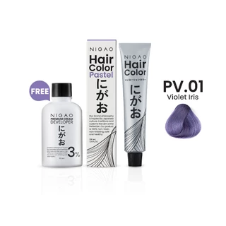[ฟรี Developer] NIGAO Hair Color PV.01 Violet Iris | นิกาโอะ ครีมเปลี่ยนสีผม สีพาสเทล สีย้อมผม ม่วง หม่น 100 mL