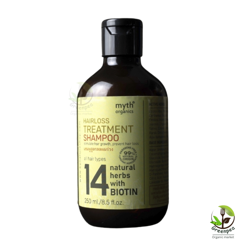 myth แชมพูสูตรลดผมร่วงจากสมุนไพร 14 ชนิด Shampoo ขนาด 250 ml ดูแลปัญหาผมหลุดผมร่วง