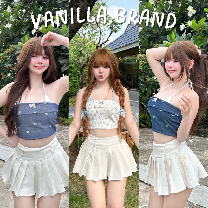 เสื้อเกาะอก ดีเทลผ้าผูกคอ -nu / VB0094