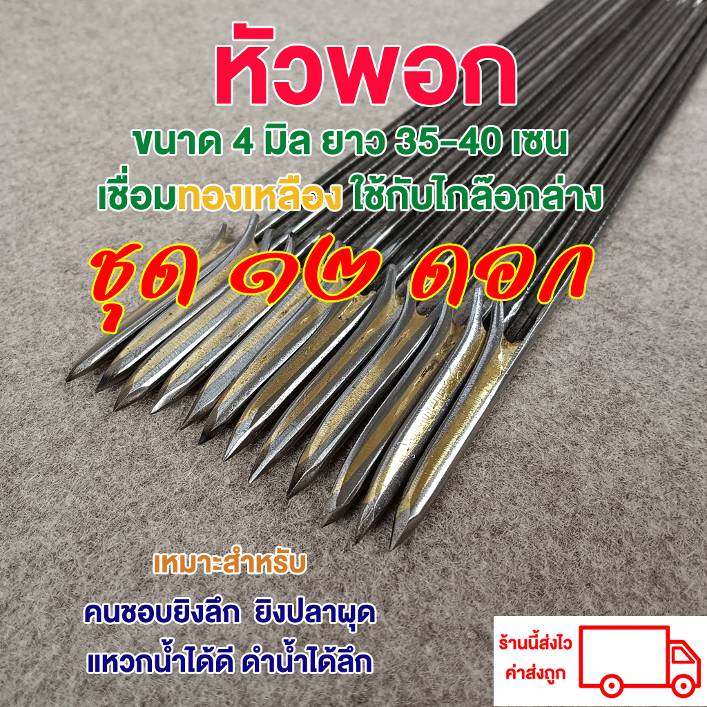 ลูกดอกยิงปลาแบบหัวพอก 4มิล 35-40เซน จำนวน 12 ดอก