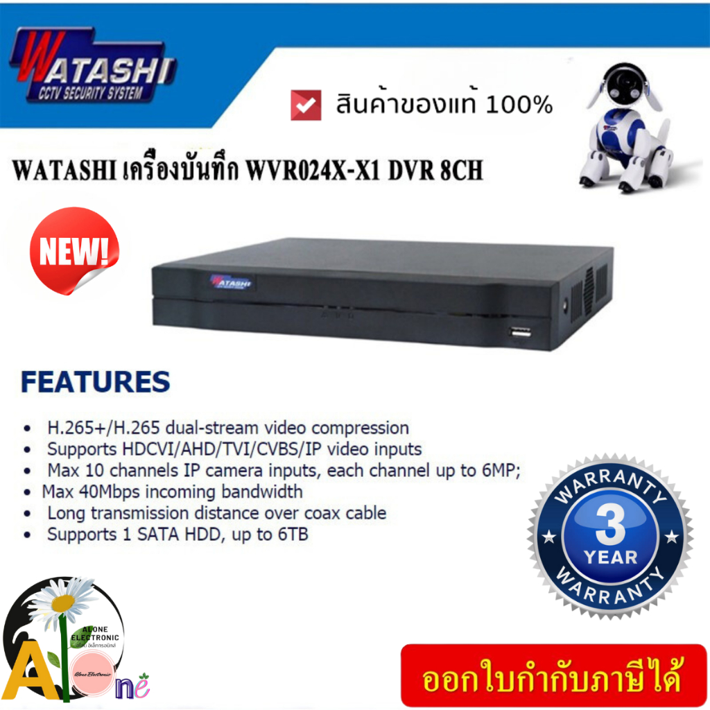 Watashi WVR024X-I เครื่องบันทึก  ของแท้  สินค้าประกัน3ปี