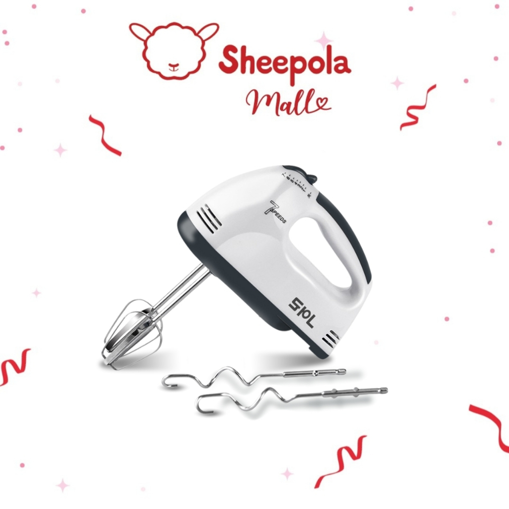 SHEEPOLA เครื่องผสมแป้งไฟฟ้า เครื่องตีไข่ วิปครีม รุ่น 7 สปีด เครื่องตีไข่มือถือ ยี่ห้อSPL เครื่องผสมอาหารแบบมือถือ