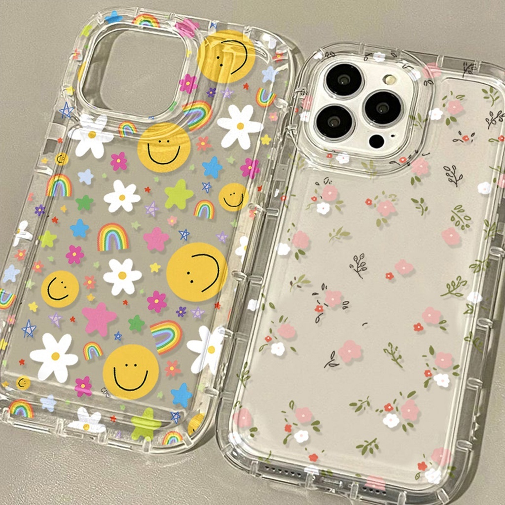 ดอกไม้ เคสไอโฟน เคส For iPhone 11 13 16 15 12 14 Pro Max XR 6 7 8 Plus พสัส XS Max เคสใส เคสลายการ์ตูน เคสทรศัพท์