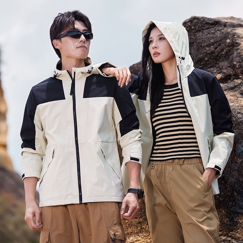 23657#เสื้อแจ็กเก็ต เสื้อกันลม กันน้ํา มีฮู้ด กันลม สําหรับผู้ชาย ผู้หญิง เดินป่า ตั้งแคมป์ เล่นกีฬา กลางแจ้งBIG SIZE
