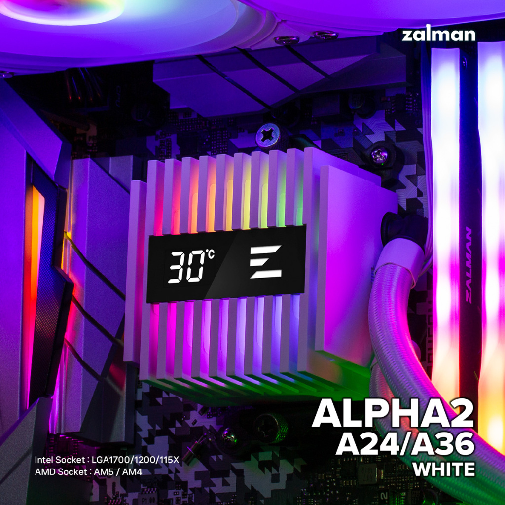 CPU LIQUID COOLER (ระบบระบายความร้อนด้วยน้ำ) ZALMAN ALPHA2 A36 AM5 LGA1700 (WHITE)