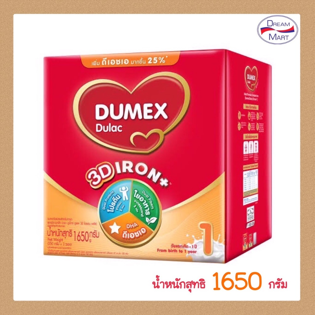 [นมผง] Dumex Dulac ดูเม็กซ์ ดูแลค สูตร1 ขนาด 1650 กรัม (Exp.24/01/26)