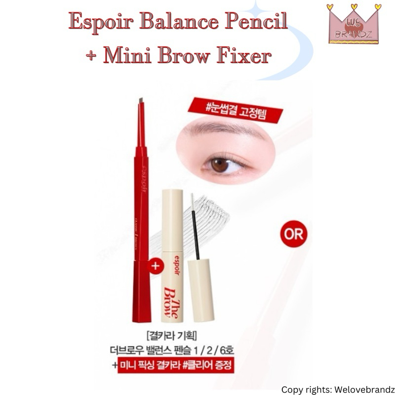 💗แท้,พร้อมส่ง💗ESPOIR The Brow Balance Pencil + Mini Brow Fixer