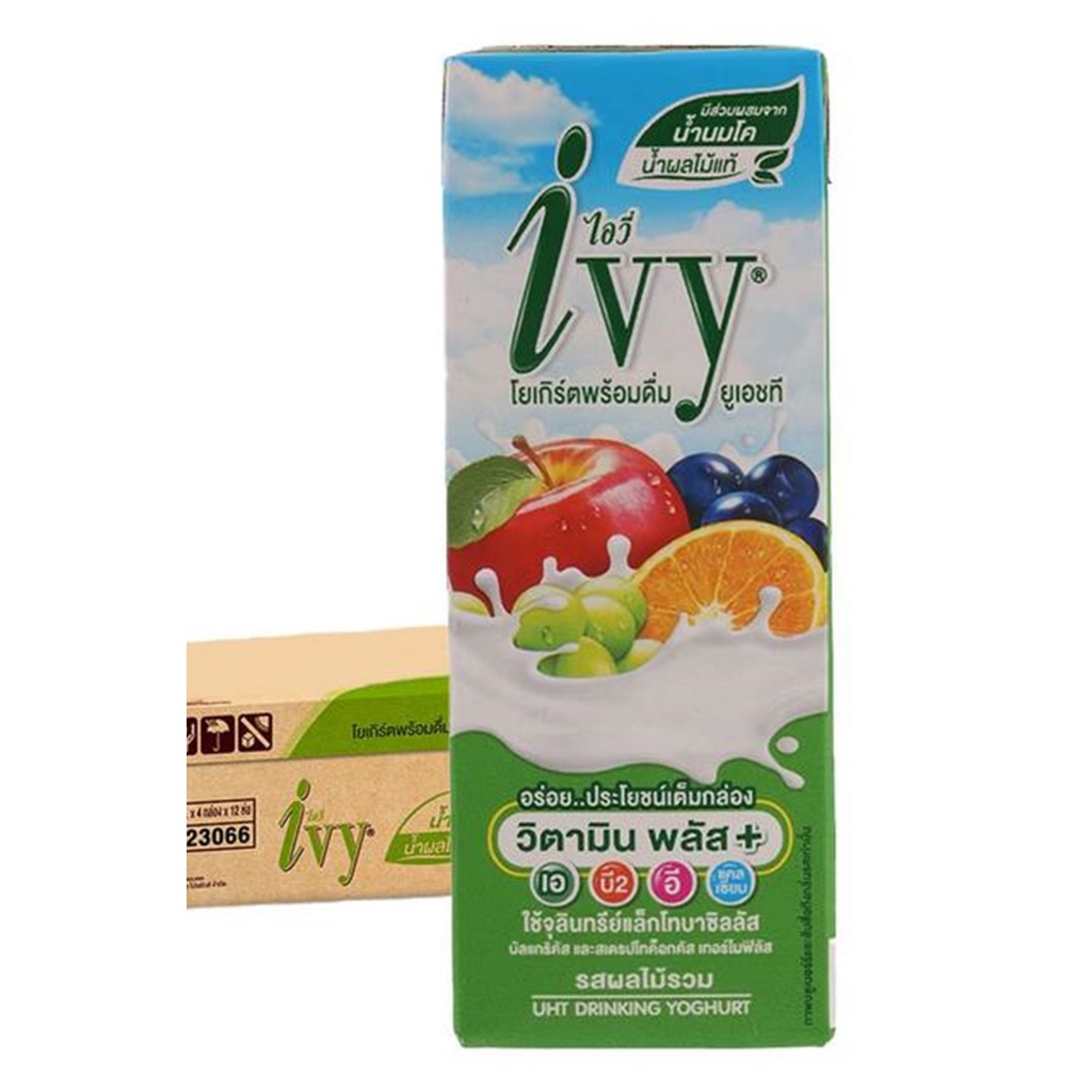 Ivy mixed fruit flavored yoghurt 180 ml. x 24  ไอวี่ นมเปรี้ยวรสผลไม้รวม 180 มล. x 24